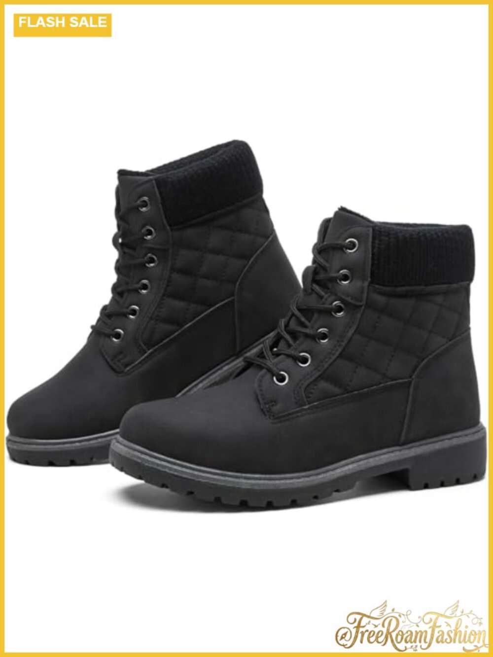 Water Resistant Faux Leather Ankle Boots Combat Booties Women's Winter